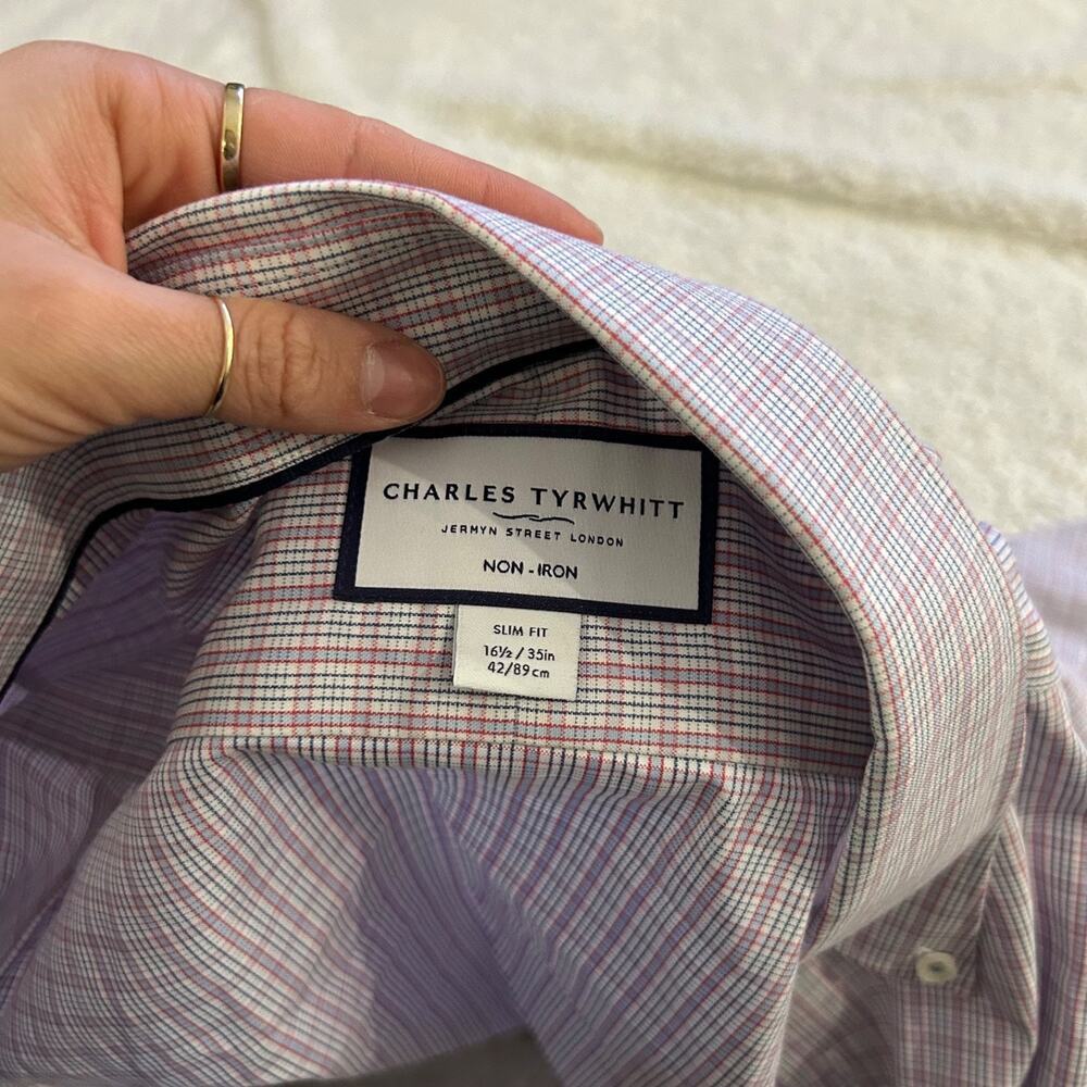Charles Tyrwhitt Men's Multi-Color Slim Fit Dress Shirt 16.5/35 Business Preppy - Picture 6 of 7
